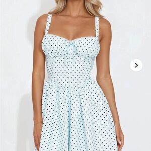 Fashion Nova Light Blue Polka Dot Mini Dress